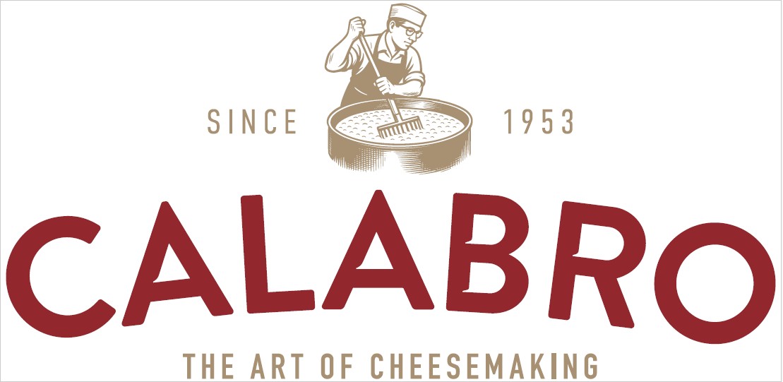 Logo for Calabro, featuring a cheesemaker with text "The Art of Cheesemaking" since 1953.